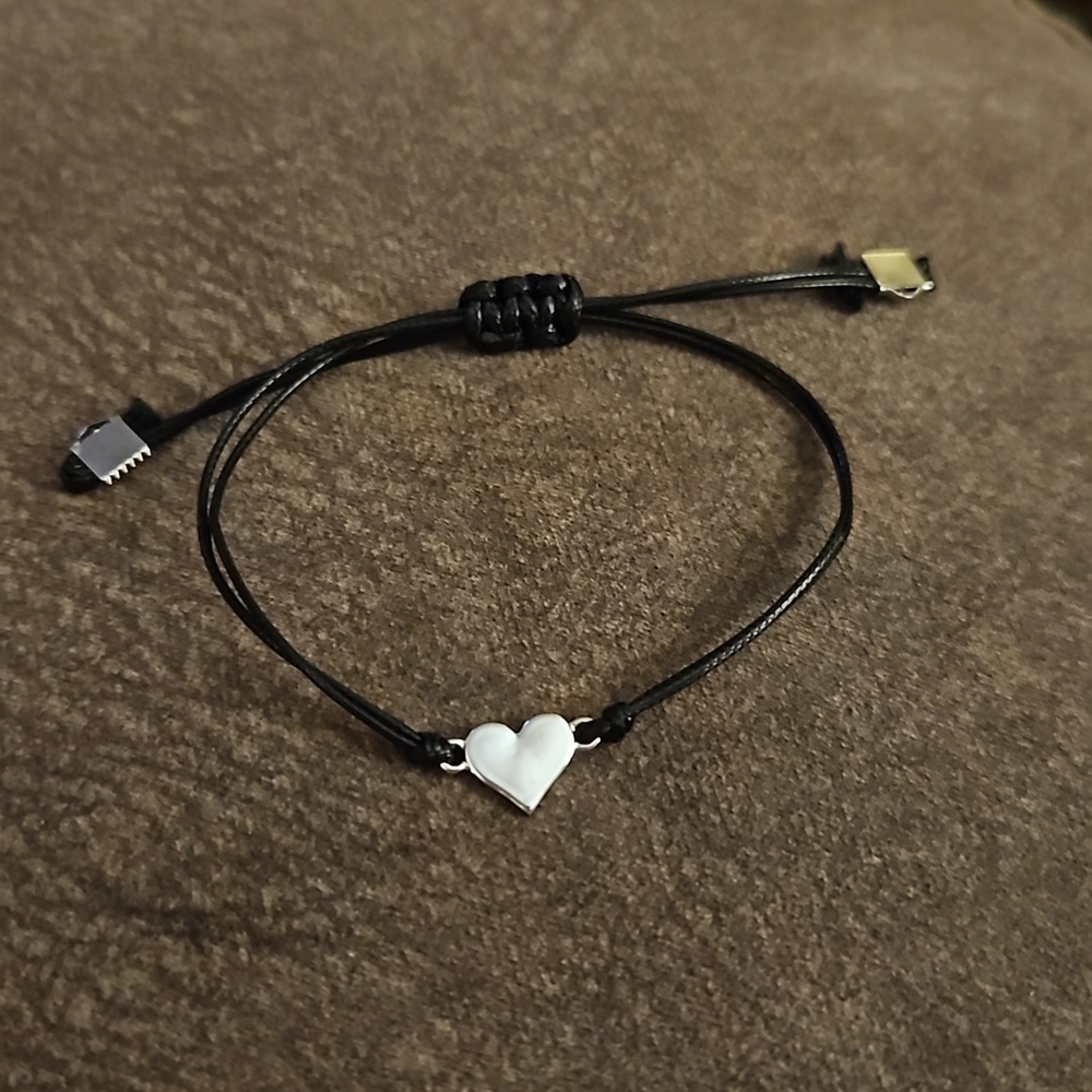 3/$30 Dainty Black Macrame Heart Adjustable Tennis Bracelet - Picture 2 of 7